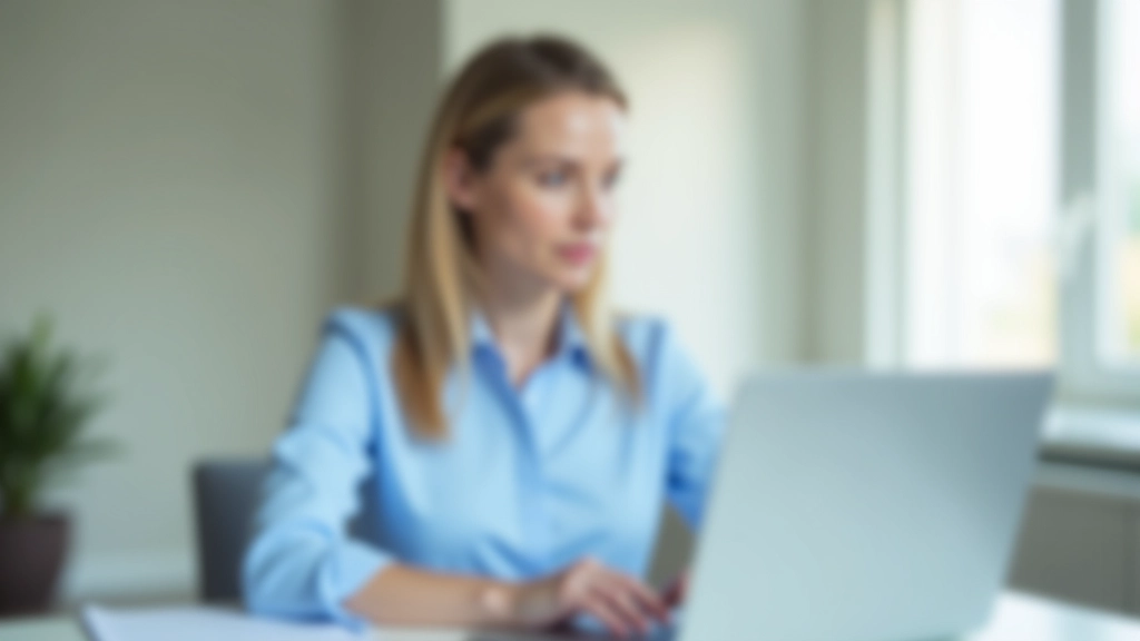 Mulher em escritório consultando computador sobre alternativas de agendamento e soluções de reagrupamento familiar